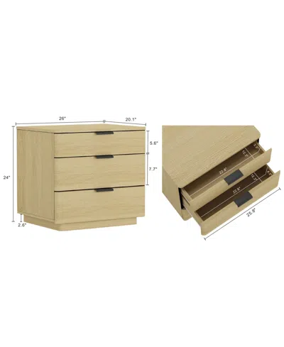 Manhattan Comfort 26" Medium Density Fiberboard Payton Modern 3-drawer Nightstand In Neutral