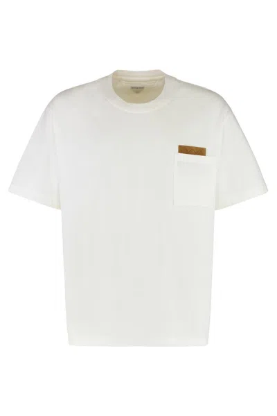 Bottega Veneta Pima Cotton T-shirt With Suede Patch In White