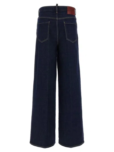Dsquared2 Dsquared Stretch Denim Traveller Wide Leg Jeans In Blue
