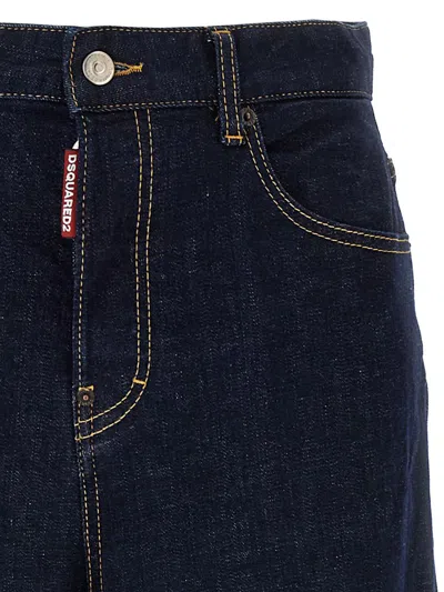Dsquared2 Dsquared Stretch Denim Traveller Wide Leg Jeans In Blue