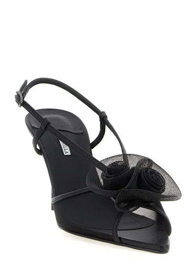 Le Silla Black Open Toe Heels In Black
