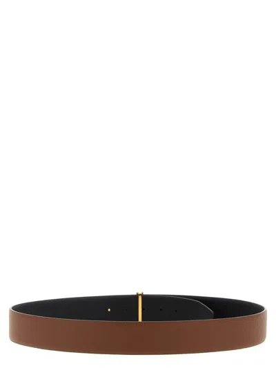 Tom Ford Logo Buckle Reversible Belt Belts Multicolor In Brown