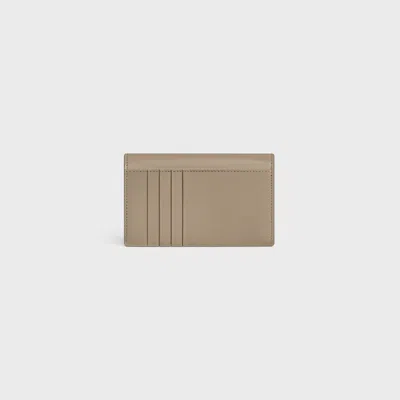Celine Long Card Holder With Flap Triomphe In Shiny Calfskin In Green