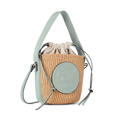 Chloé Small Horse Medal Basket In Natural Fibers
