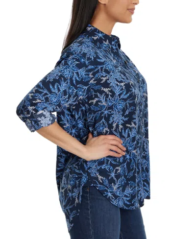 Gloria Vanderbilt Women's Amanda Floral-print Oversized Shirt