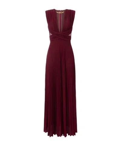 Elisabetta Franchi Lurex Jersey Dress Deep V-neckline In Red