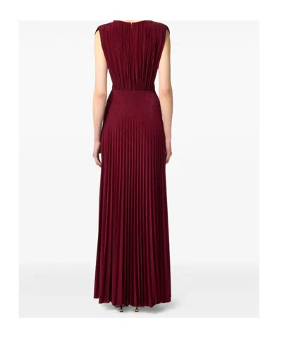 Elisabetta Franchi Lurex Jersey Dress Deep V-neckline In Red