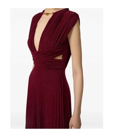 Elisabetta Franchi Lurex Jersey Dress Deep V-neckline In Red