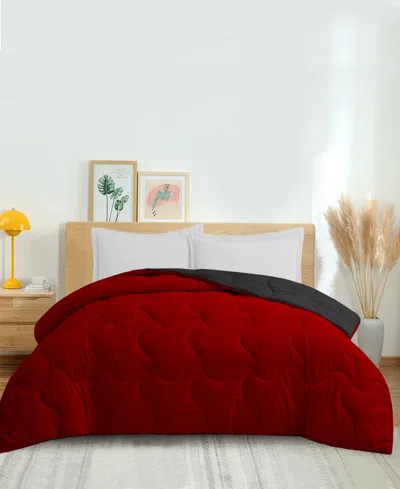 Unikome Lightweight Reversible Quilted Down Alternative Comforter, King In Red