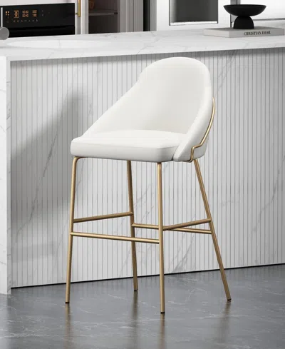 Manhattan Comfort 41.1" Faux Leather Gracie Barstool In White