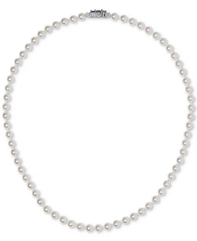 Eliot Danori Silver-tone Imitation Pearl & Cubic Zirconia Clasp 16" Strand Collar Necklace, Exclusively At Macy's