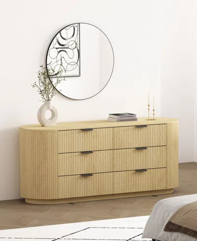 Manhattan Comfort 71.3" Medium Density Fiberboard Olivia Modern 6-drawer Double Dresser In Brown