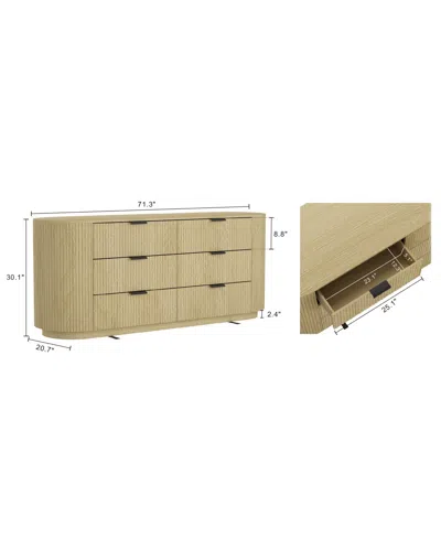 Manhattan Comfort 71.3" Medium Density Fiberboard Olivia Modern 6-drawer Double Dresser In Brown