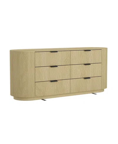 Manhattan Comfort 71.3" Medium Density Fiberboard Olivia Modern 6-drawer Double Dresser In Brown