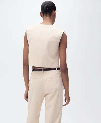 Mango Button Cotton Crop Top In Neutral