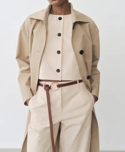 Mango Button Cotton Crop Top In Neutral