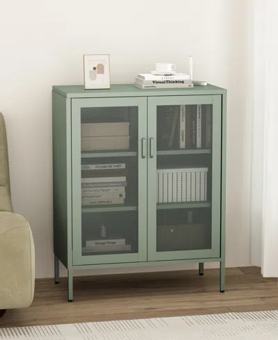 Manhattan Comfort Amelia Modern Accent Cabinet With 3 Adjustable Shelves In Green