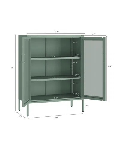 Manhattan Comfort Amelia Modern Accent Cabinet With 3 Adjustable Shelves In Green