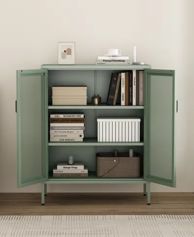 Manhattan Comfort Amelia Modern Accent Cabinet With 3 Adjustable Shelves In Green