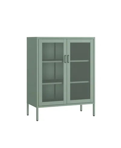 Manhattan Comfort Amelia Modern Accent Cabinet With 3 Adjustable Shelves In Green