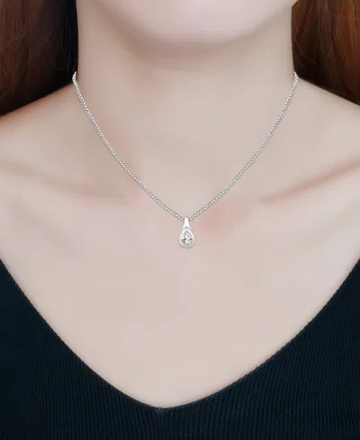 Giani Bernini Cubic Zirconia Pear-shaped Pendant Necklace In Sterling Silver, 16" + 2" Extender, Exclusively At Ma In Metallic