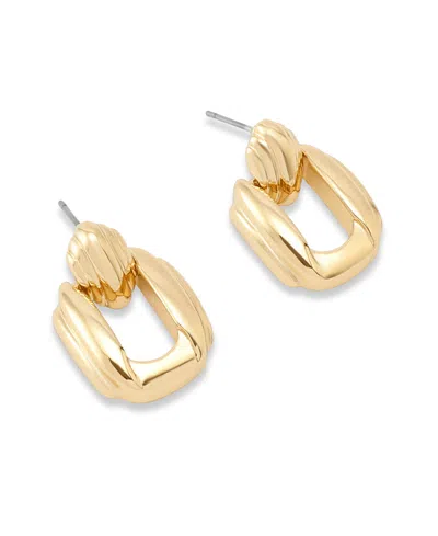 Robert Lee Morris Soho Ribbed Doorknocker Clip-on Earrings In Gold