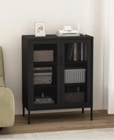 Manhattan Comfort Amelia Modern Accent Cabinet With 3 Adjustable Shelves In Black
