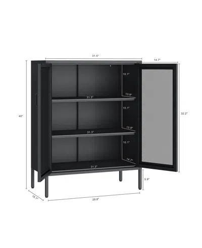 Manhattan Comfort Amelia Modern Accent Cabinet With 3 Adjustable Shelves In Black