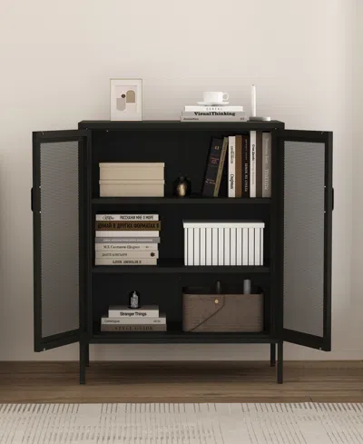 Manhattan Comfort Amelia Modern Accent Cabinet With 3 Adjustable Shelves In Black