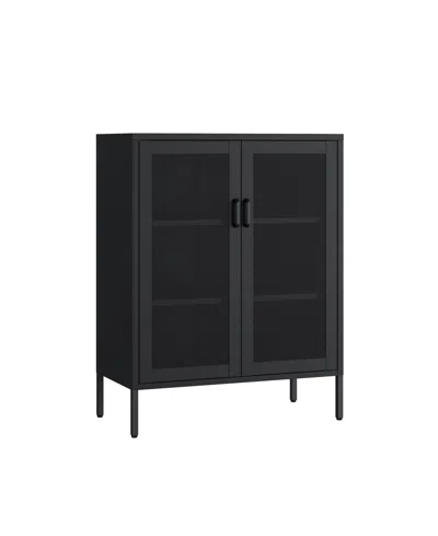 Manhattan Comfort Amelia Modern Accent Cabinet With 3 Adjustable Shelves In Black