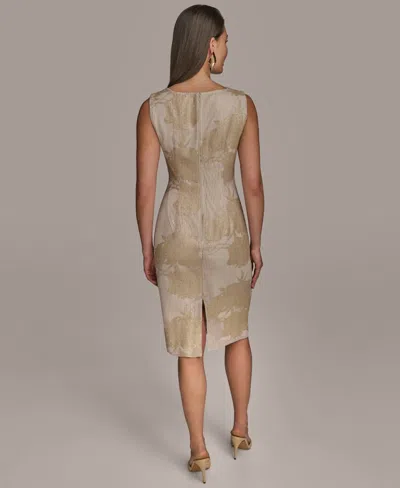 Donna Karan New York Sequin Sleeveless Mesh Sheath Dress In Gold