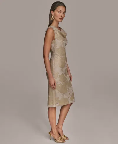 Donna Karan New York Sequin Sleeveless Mesh Sheath Dress In Gold