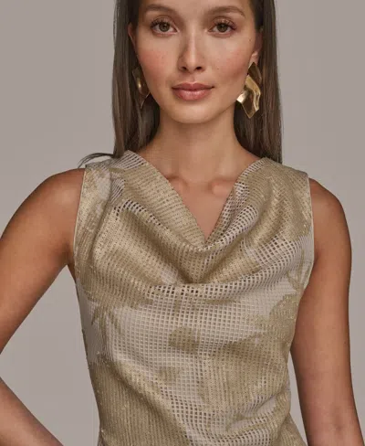 Donna Karan New York Sequin Sleeveless Mesh Sheath Dress In Gold