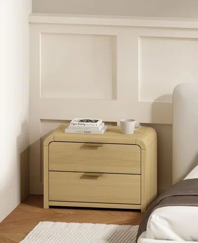 Manhattan Comfort 28" Medium Density Fiberboard Grace Modern 2-drawer Nightstand In Brown