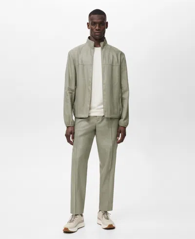 Mango Linen Blend Jacket In Green