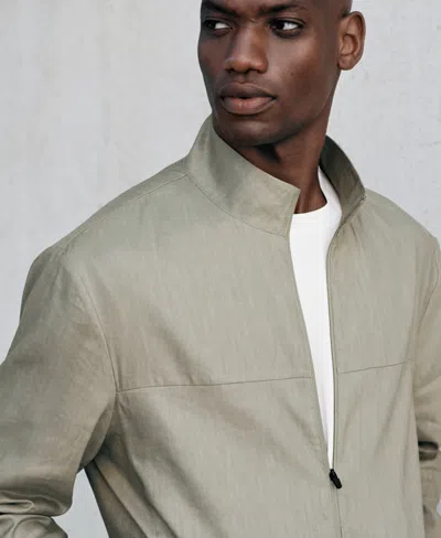 Mango Linen Blend Jacket In Green