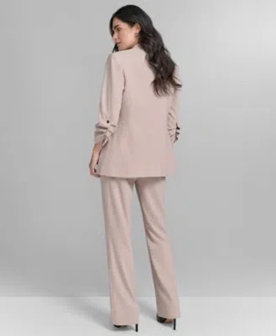 Calvin Klein Womens Novelty 3 4 Sleeve One Button Jacket Printed Mesh Mock Neck Top Novelty High Rise Wide Leg Pa In Neutral