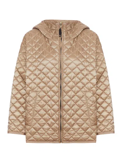 Max Mara The Cube Reversible Padded Canvas Jacket In Brown