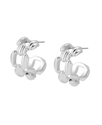 Robert Lee Morris Soho Ribbed Link Hoop Earrings In Silver