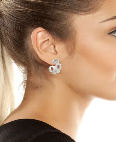 Robert Lee Morris Soho Ribbed Link Hoop Earrings In Silver
