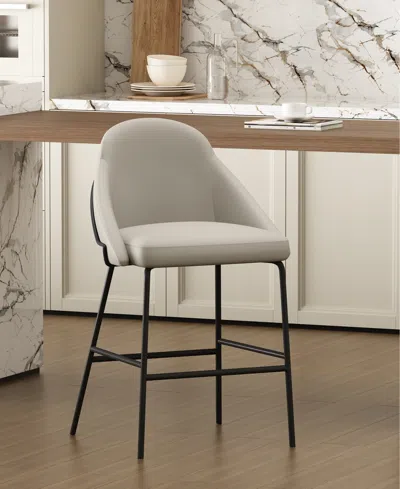 Manhattan Comfort 38" Faux Leather Gracie Counter Stool In Gray