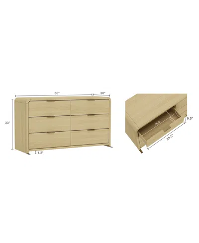 Manhattan Comfort 60" Medium Density Fiberboard Grace Modern 6-drawer Double Dresser In Brown