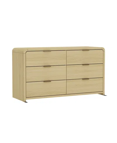 Manhattan Comfort 60" Medium Density Fiberboard Grace Modern 6-drawer Double Dresser In Brown
