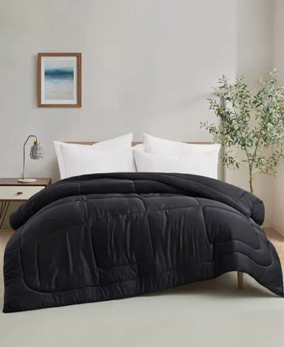 Unikome Soft Silky All Season Down Alternative Comforter, Full/queen In Black