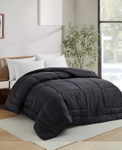 Unikome Soft Silky All Season Down Alternative Comforter, Full/queen In Black