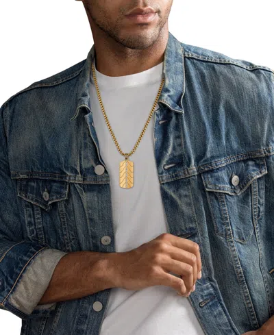 Esquire Men's Jewelry Diamond Chevron Dog Tag 22" Pendant Necklace (1/20 Ct. T.w.) In Black & Gold-tone Ion Plated Stainle In Gold