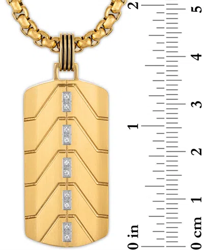 Esquire Men's Jewelry Diamond Chevron Dog Tag 22" Pendant Necklace (1/20 Ct. T.w.) In Black & Gold-tone Ion Plated Stainle In Gold
