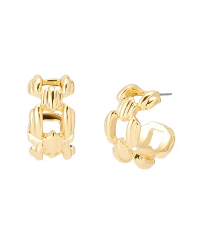 Robert Lee Morris Soho Ribbed Link Hoop Earrings In Gold