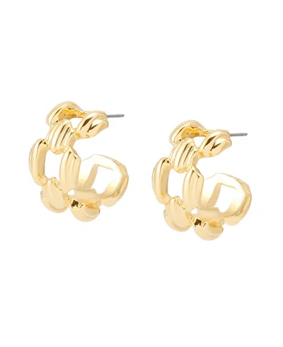 Robert Lee Morris Soho Ribbed Link Hoop Earrings In Gold