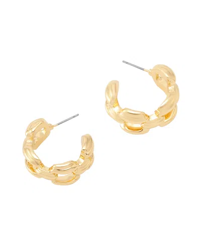 Robert Lee Morris Soho Ribbed Link Hoop Earrings In Gold